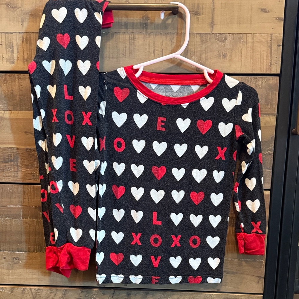 Little sleepies Black and Red Heart Kids Pajama Set